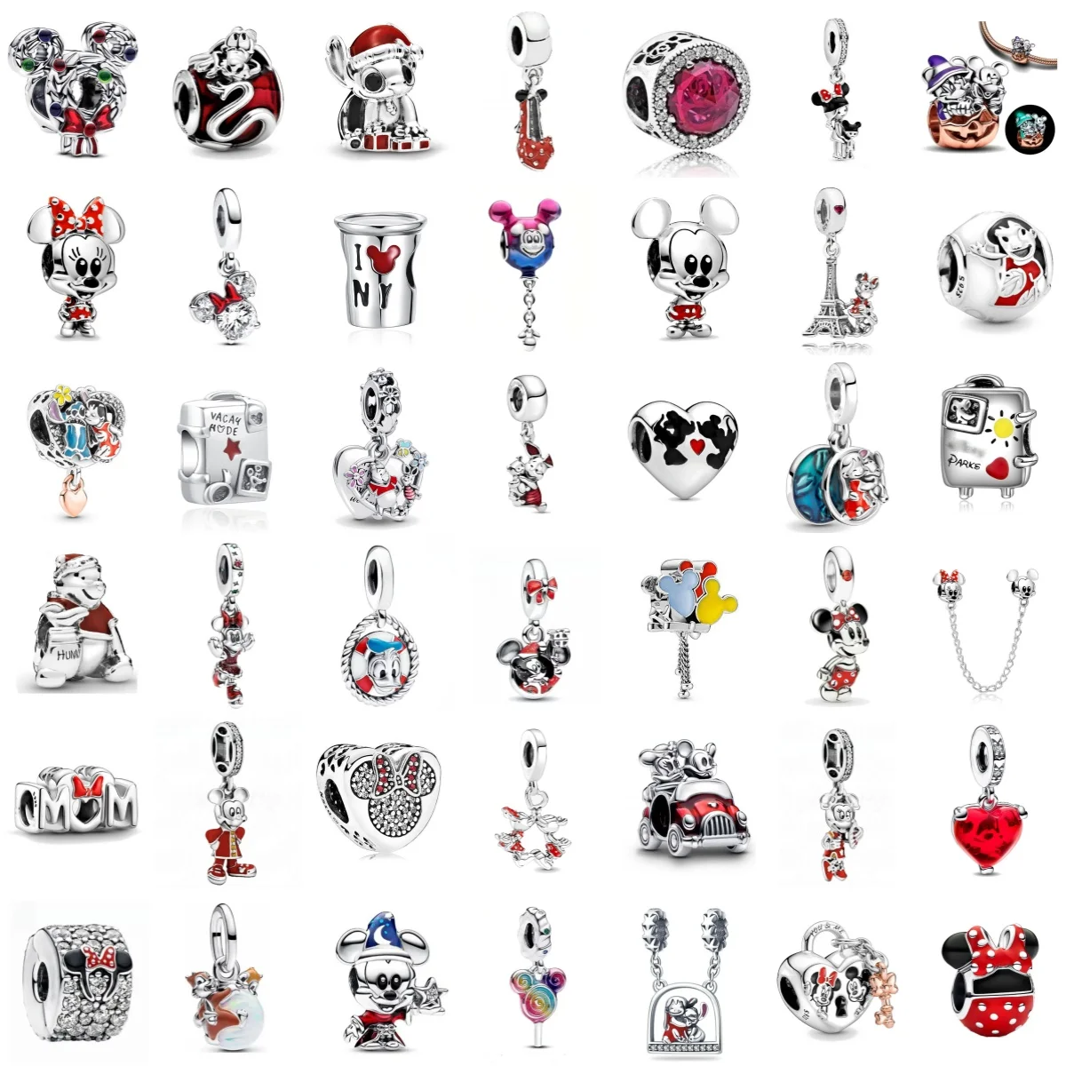 

Хит продаж, красная серия, подвеска в виде мыши для мальчика и девочки, подвеска в виде красного сердца, подходит для оригинального браслета, женский праздничный подарок своими руками