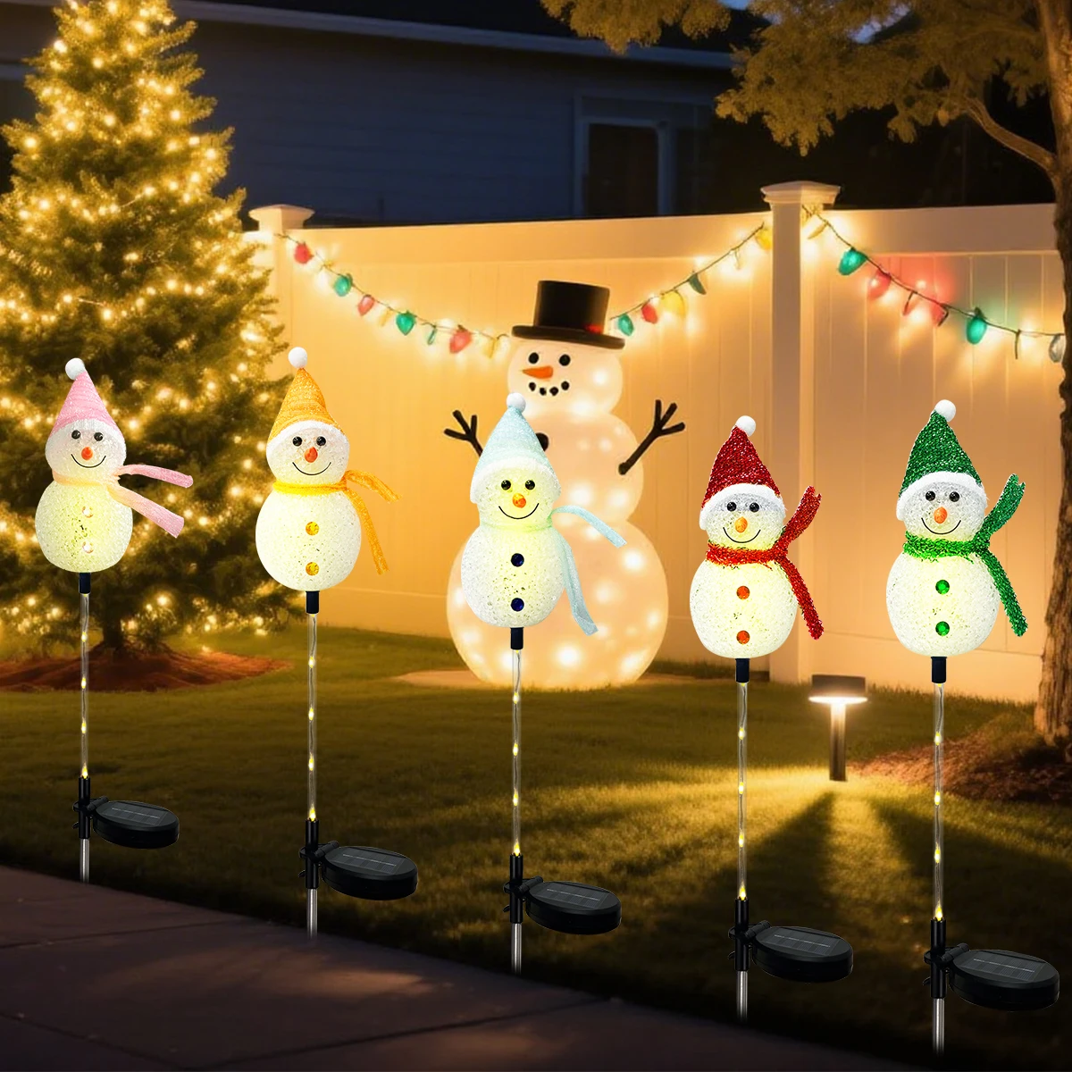 1pc Christmas Snowman Solar LED Lights Outdoor Waterproof Stake Lights For  Home Garden Lawn Pathway Holiday Xmas Decoration