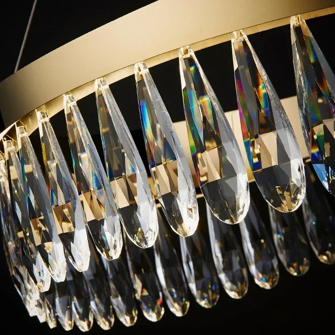 

Crystal Postmodern LED Stainless Steel Golden Designer Chandelier Lighting Lustre Suspension Luminaire Lampen For Dinning Room