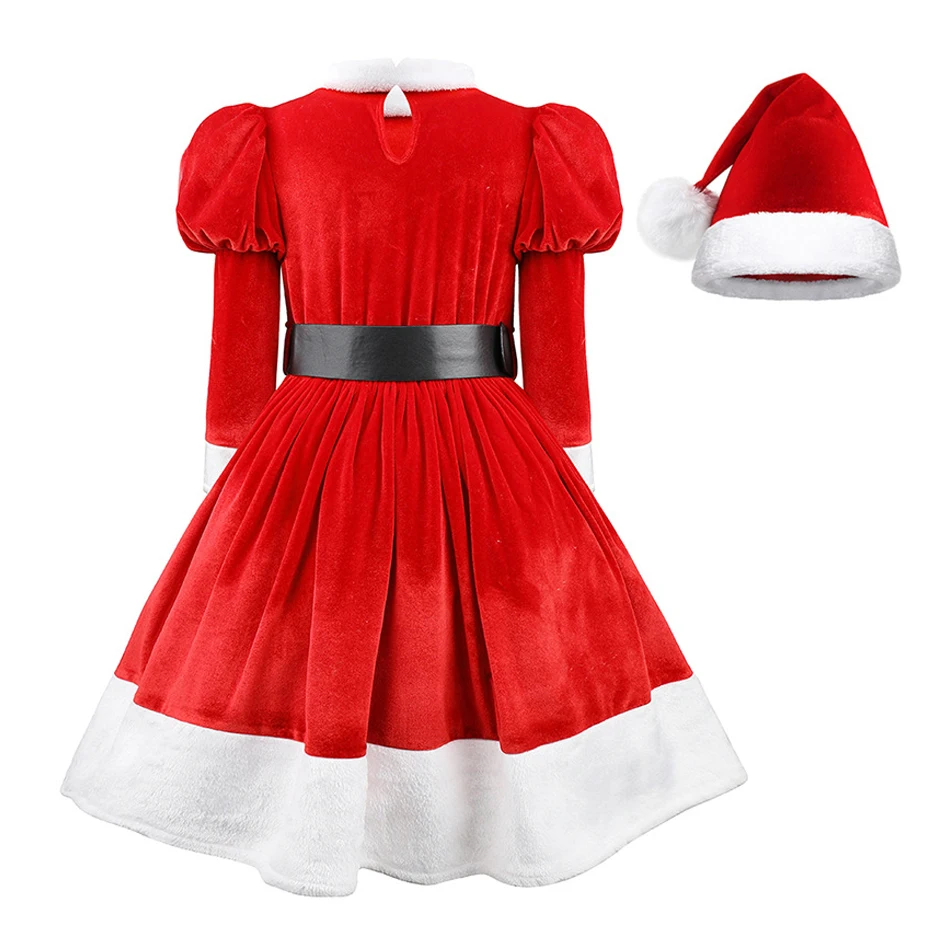 Crianças roupas de festa de natal papai noel traje vermelho chapéu cinto conjuntos para meninos meninas natal carnaval vestido palco desempenho roupas