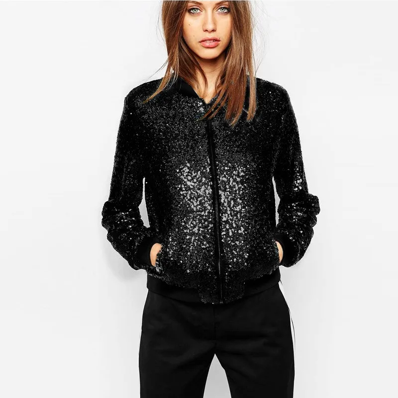 Europe and The United States Fashion Sports Style Sequin Baseball Clothing Casual Short Jacket Womens Winter Clothing 2026