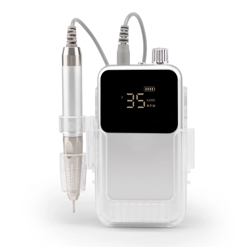 Argento 35K ricaricabile elettrico ad alta velocità trapano per unghie 85w accessori per unghie per lucidare professionisti manicure levigatrice per unghie