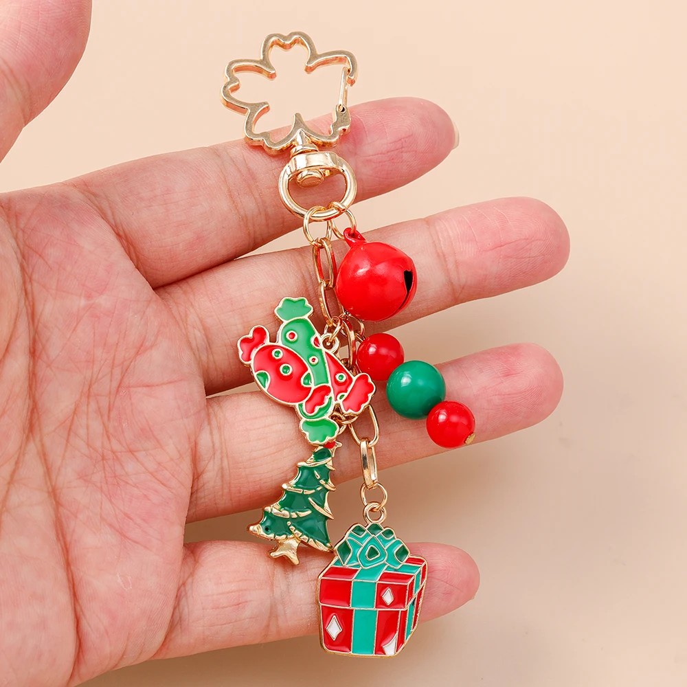 Aihua Niedlicher Y2K Weihnachts-Schlüsselanhänger mit Perlen, Weihnachtsbaum, Schneemann und Weihnachtsmann für Damen und Herren, Neujahrs-Schmuckgeschenke – Detail 6