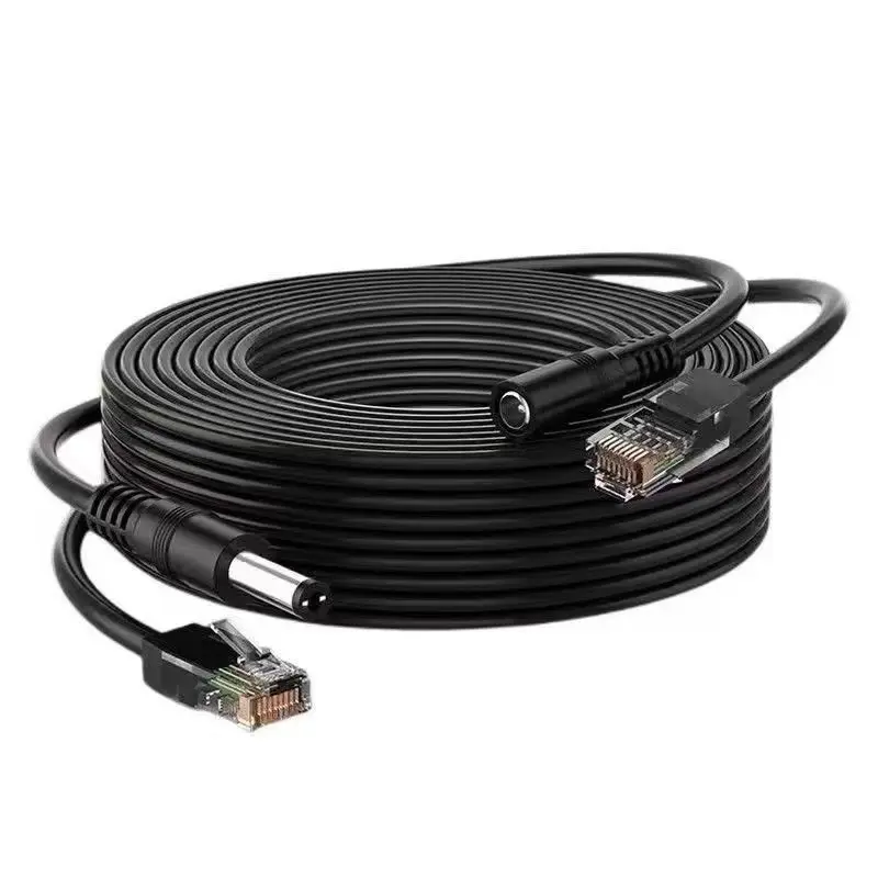 5-50M Zewnętrzny 8-rdzeniowy kabel zasilający Ethernet 8P+2C PoE Sieć i przedłużacz zasilania do kamer IP CCTV Trwałe