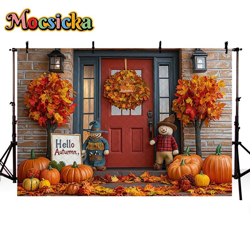 Mocsicka-Fond de ferme d'automne pour enfants et adultes, accessoires de photographie, enfant, bébé, tournesol, Aliments, granaire, foin, empilements ouvertement, studio photo