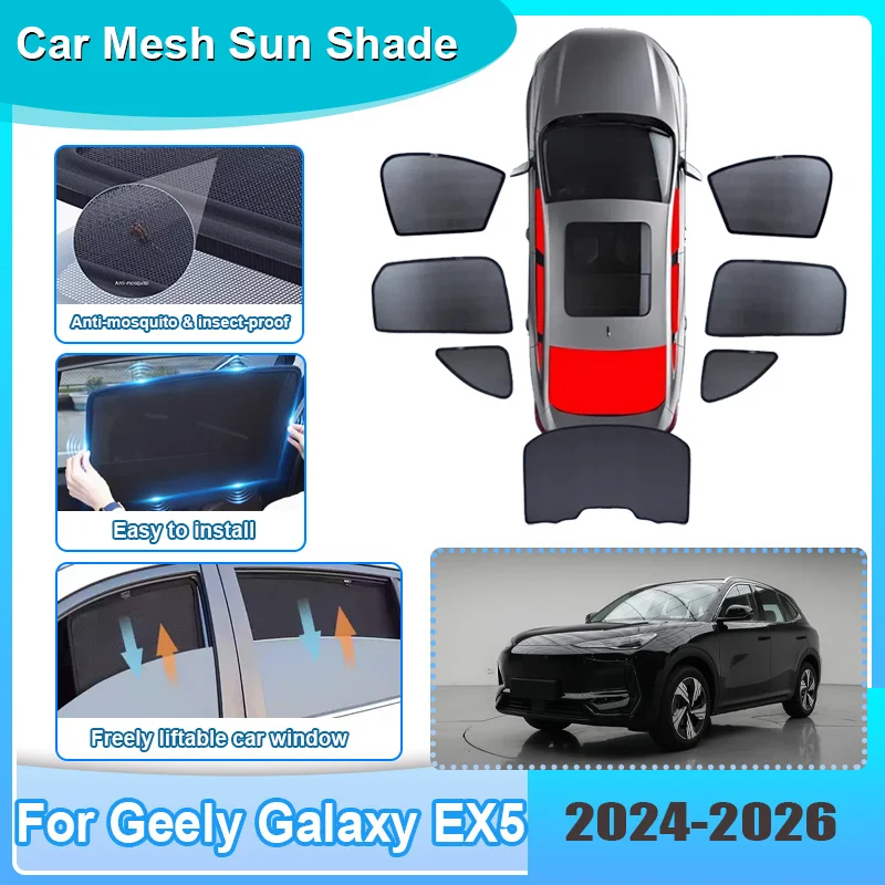 

Car Mesh Sunshade For Proton eMas 7 Geely Galaxy EX5 Geely E5 2024 2025 2026 Visor Mesh Windshield Frame Curtain Car Accessories