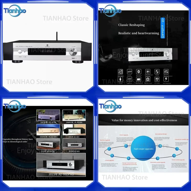 for A-242 Winner AD-66D PRO Class A HiFi Decoder USB Bluetooth Pure Power Amplifier 100W 8Ohm 170W 4Ohm Home Audio Amp
