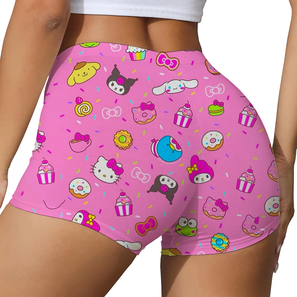 Dames Hello Kitty print Workout Yoga Shorts Naadloze Fitness Scrunch Butt Running Sportlegging Shapewear Trainingsbroek