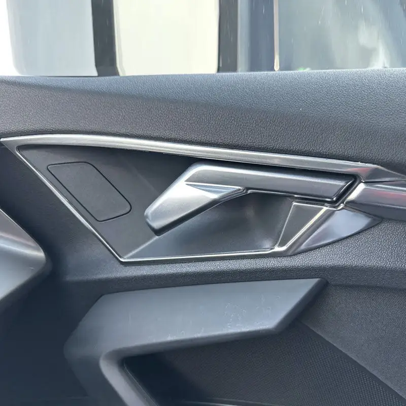 

4pcs Car Inner Carbon Fiber Texture / Matte Silver Stainless Steel Door Handle Frame Trim For Audi A3 8Y 2021-2022