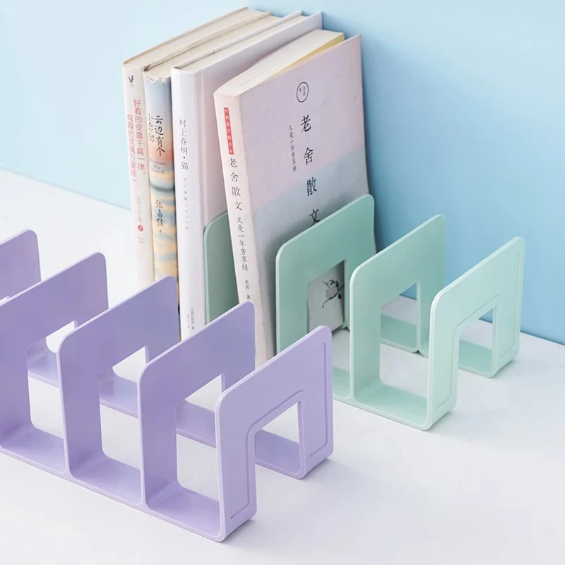 4 Grid Bookends Stand Bookshelf Desktop Decor Storage Rack Bookend Book Holder School Stationery Office Desktop File Organizer