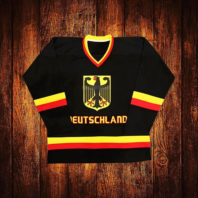 Custom Vintage  Team Germany Deutschland Leon Draisaitl Embroidery Stitched Hockey Jersey Youth Kids Adult Any Size And name 053