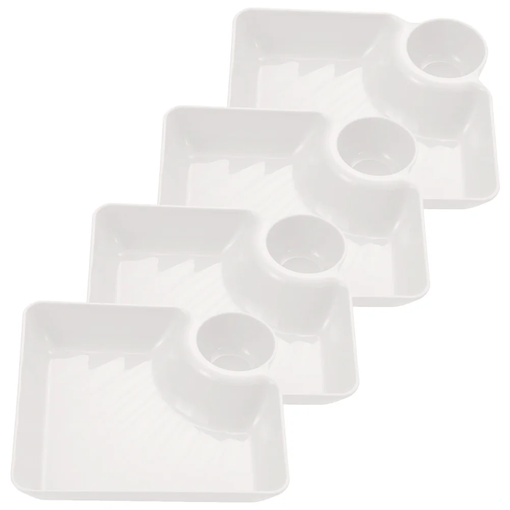 

4 Pcs Dumpling Tray Food Trays French Fries Platter Snack Dessert Plate Plastic Serving Pp
