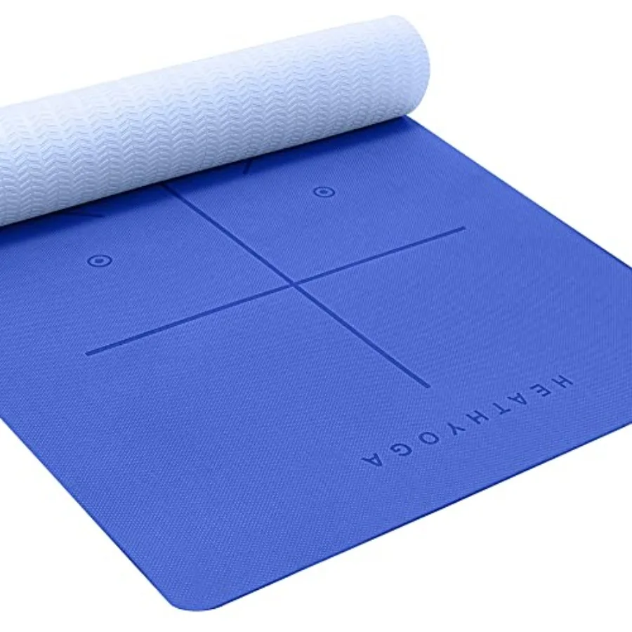 

Yoga Mat Non Slip TPE Pilates Exercise Mats for Home Workout Gym Fitness Eco Friendly Thick Hot Yoga Mat with Strap Body Alignm