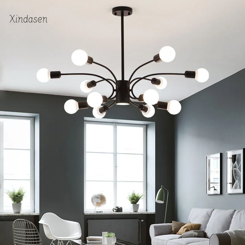 Nordic Black Chandeliers For Living Room Bedroom Dining Kitchen Loft Decor 6 8 12 Heads Lustre Vintage Hanging Chandelier Lights