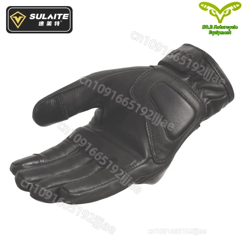 SULAITE motorcycle sheepskin full finger gloves riding summer men women carbon fiber racing protective breathable gloves