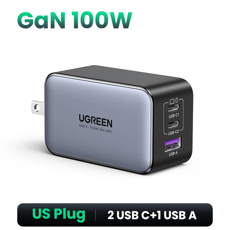 UGREEN 100W GaN-oplader USB C-oplader QC4.0 3.0 snel opladen voor Macbook Air Laptop Tablet PDFast-oplader voor iPhone 17 16 15Pro