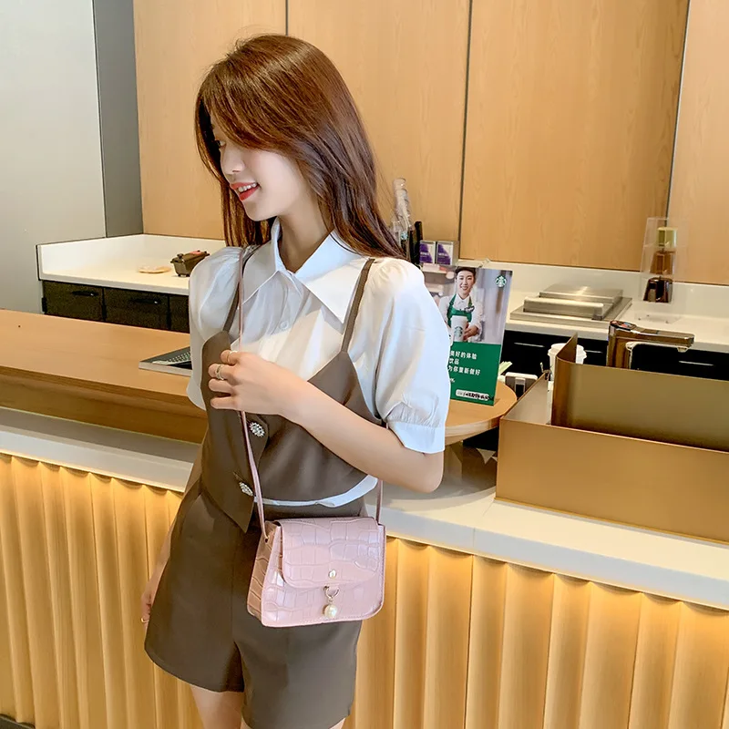 Shoulder Bag Vintage Crocodile Crossbody Ladies Purse Square Tote Casual Multifunctional Shoulder Bag Small Square Bag Female