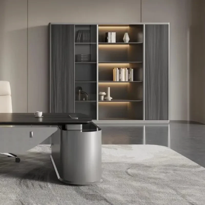 Office Wooden Cabinet Light Luxury File Cabinet Boss Matching Background Storage Simple Modern File CabinetN20
