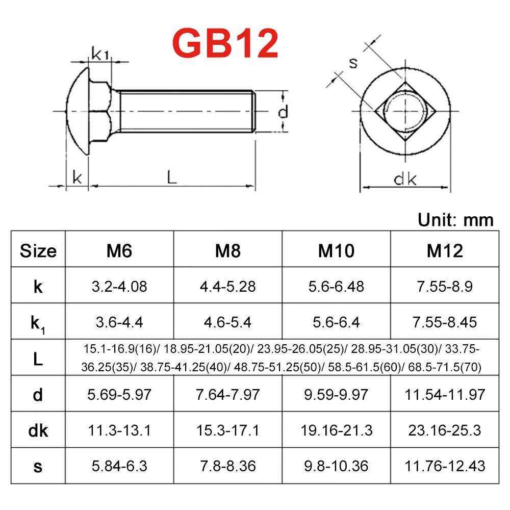M6 M8 M10 M12 304 الفولاذ المقاوم للصدأ A2-70 DIN603 و GB12 الجمالون جولة رئيس مربع الرقبة النقل المسمار مدرب الترباس
