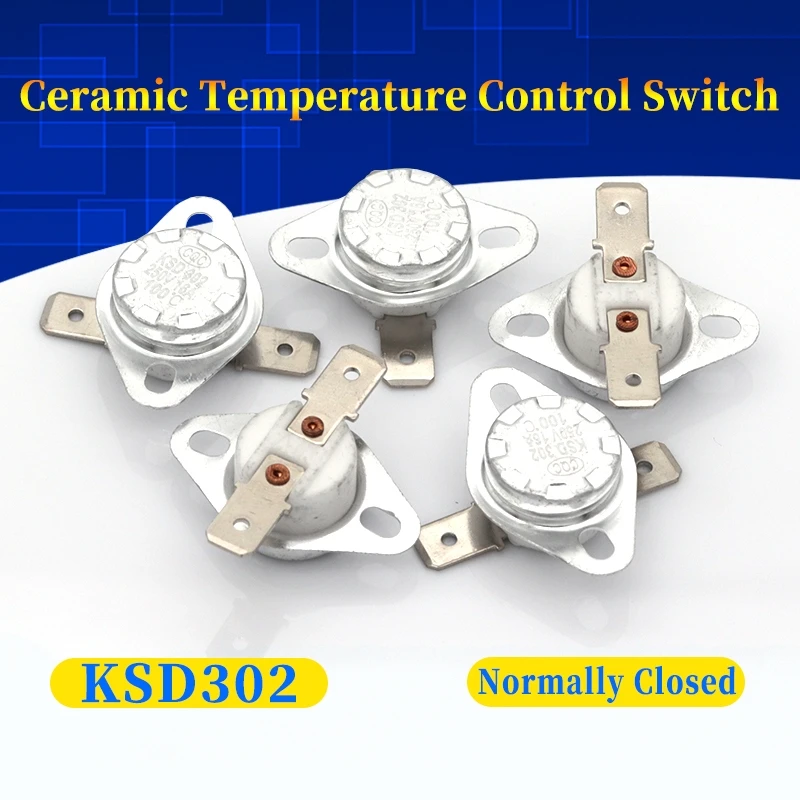 2 Thermostats KSD301 95°C/203°F 16A NC (Normalement Fermé) - Pour Micro-ondes, Four, Machine à Café - Matériau Bakélite - 7