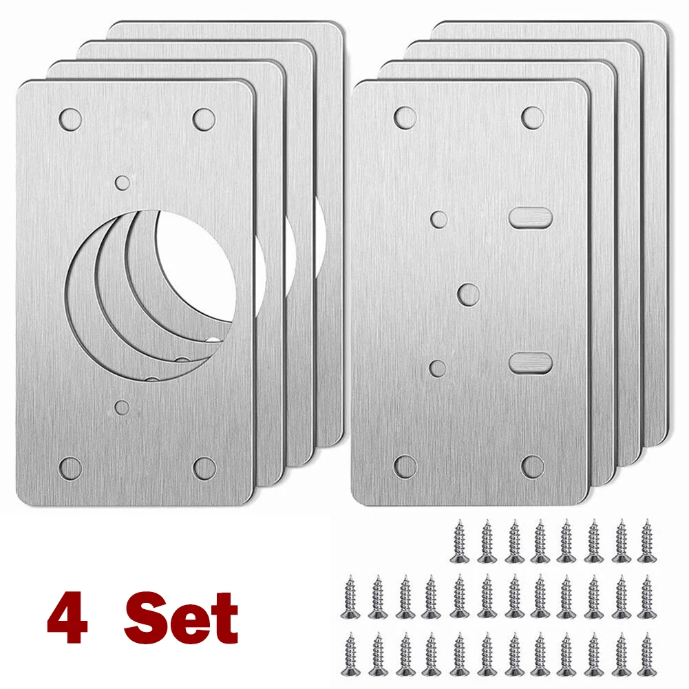 1/2/4/10 Pair Hinge Repair Plate Stainless Steel Silver Cabinet Hinge Repair Tool Home Improvement Hardware Accessories