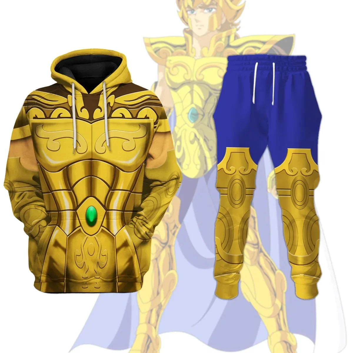 Popular Cosplay Anime Saint Seiya Printed Hoodie Pants Sets 3D Street Harajuku Kid Tracksuit Sets Men\'s Sports Two-piece Suits