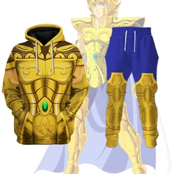 Popular Cosplay Anime Saint Seiya Printed Hoodie Pants Sets 3D Street Harajuku Kid Tracksuit Sets Men's Sports Two-piece Suits