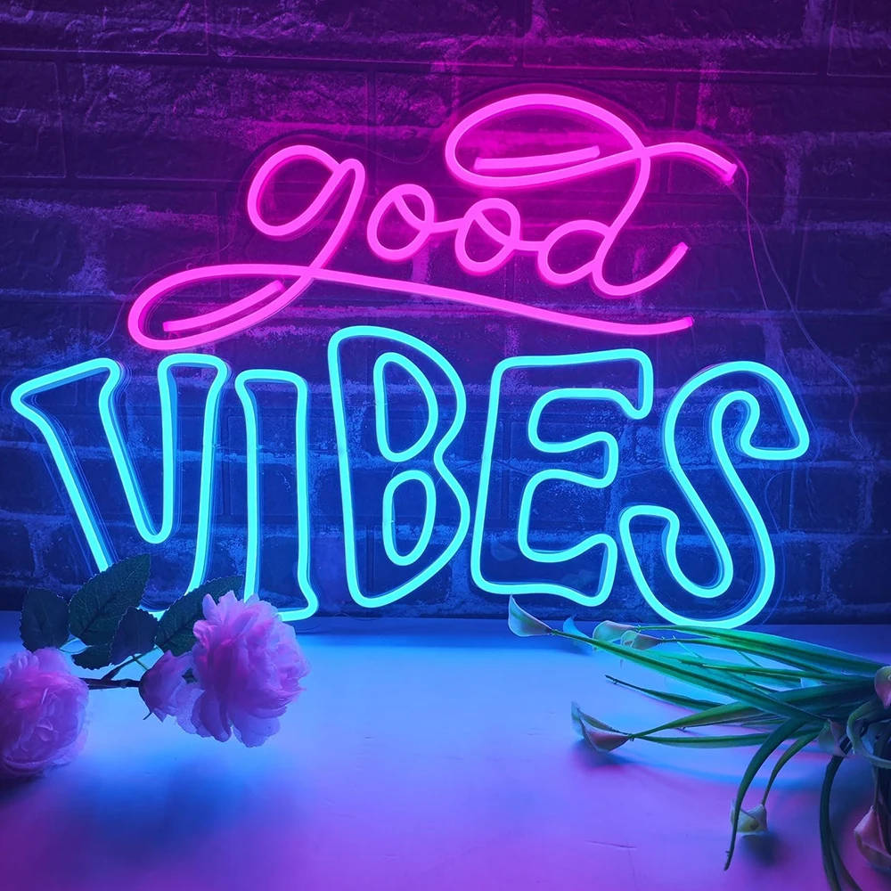 

Good Vibes Neon Sign Custom Neon Sign Wedding Party Event Decoration Neon Bedroom Living Room Wall Decor Led Night Light