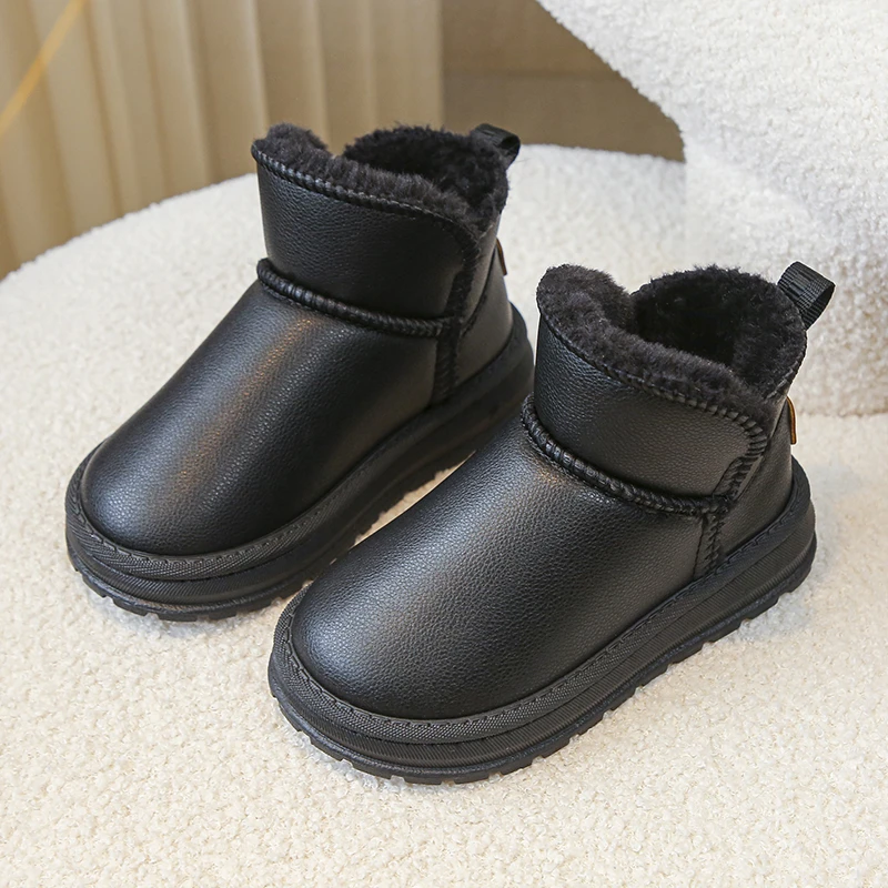 男の子女の子冬子供スノーブーツ足首スリッポンファッションクラシックソフト子供靴暖かい厚い豪華な綿子供ゴムブーツ