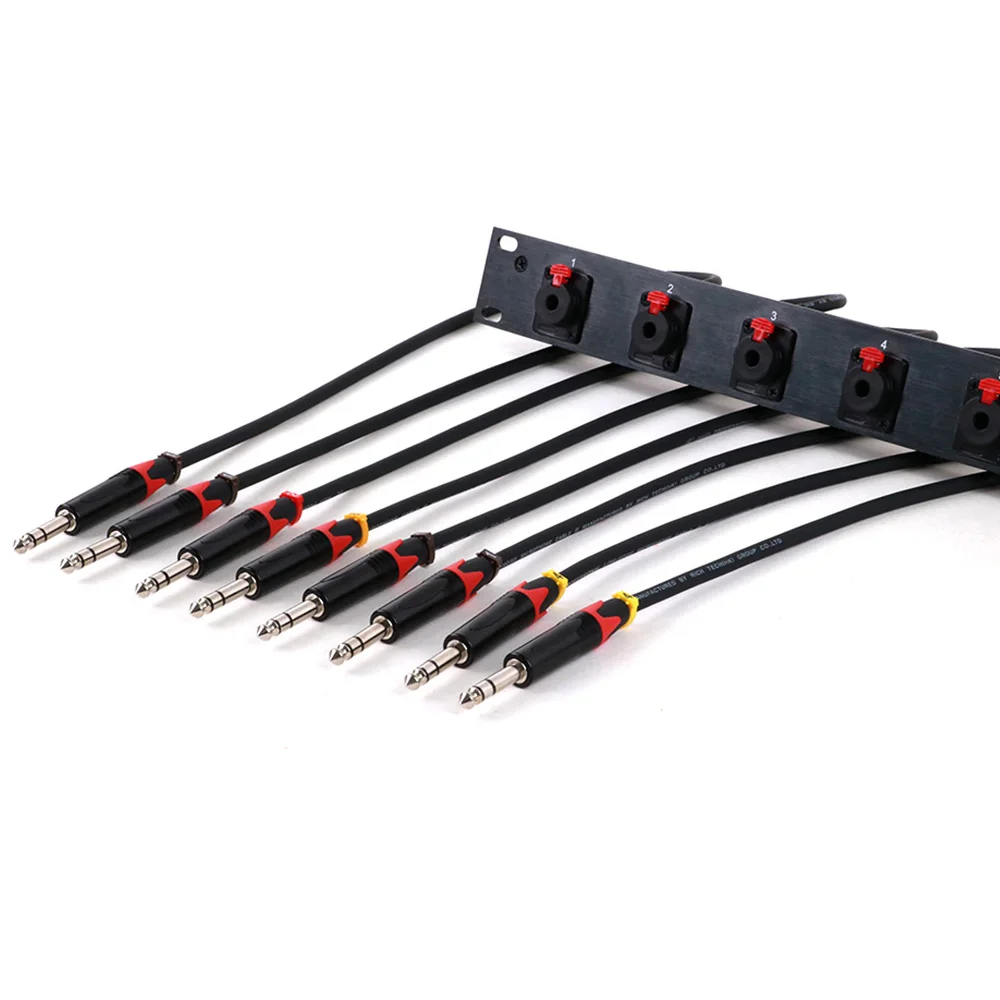 Customized 8-Way 1U Cabinet Cable Rack Wiring Jumper Rack,6.35mm TRS Female Socket to 1/4\