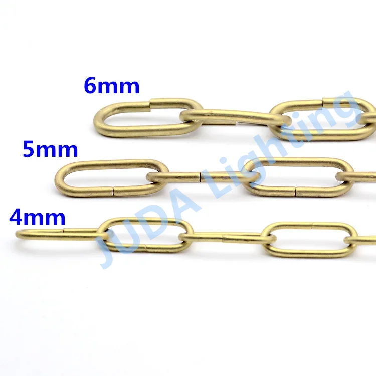 Łańcuchy z czystego mosiądzu z czystego mosiądzu 3 / 4 / 5 / 6 / 8mm rdza mosiężne łańcuchy do żyrandoli hotel światła kryształowe lampy wiszące led