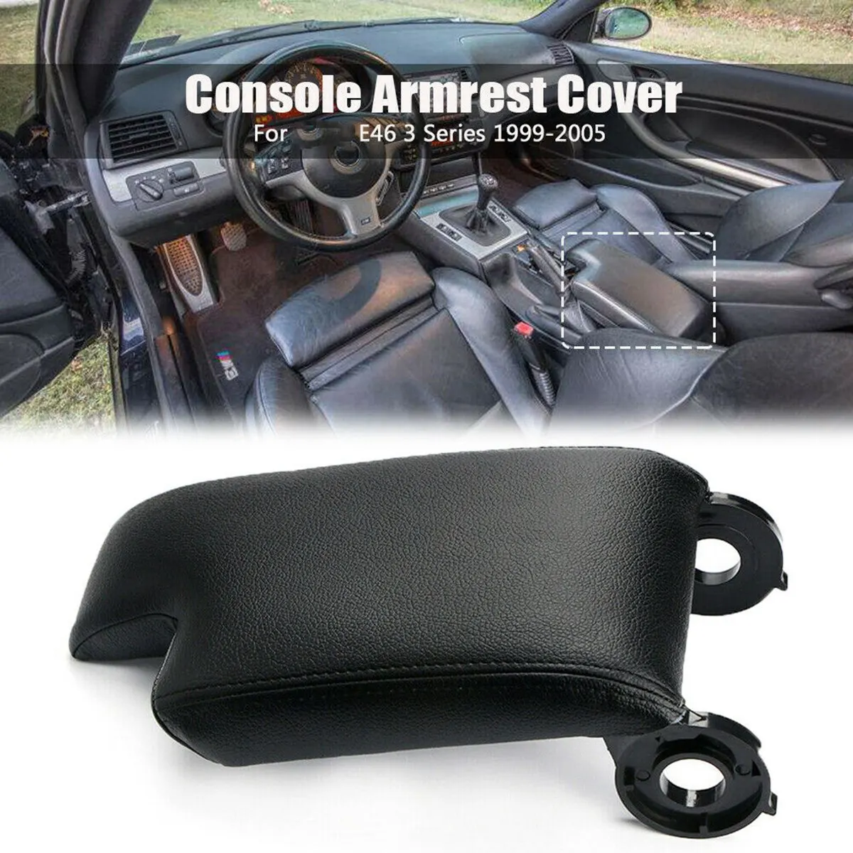 51168238230 Car Center Console Armrest Cover Replacement Kit for BMW E46 1998-2006 LHD Black