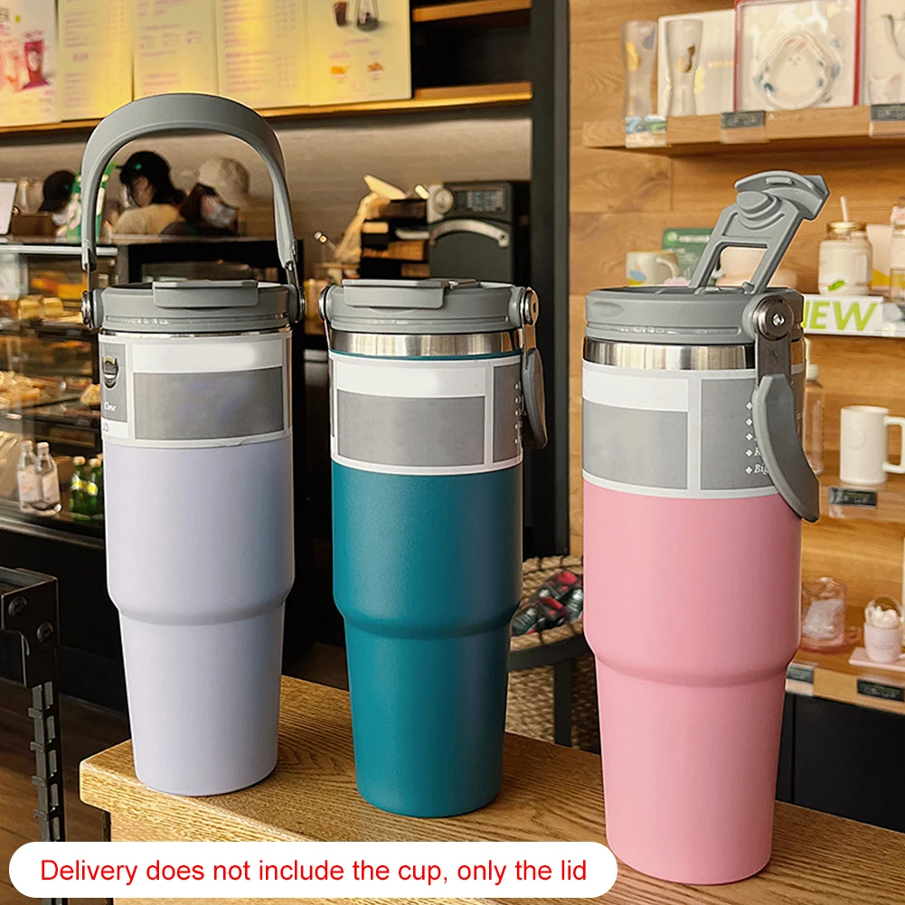 Replaceble Tumbler Flip Straw Lid with Handle Spill Proof Dustproof Tumbler Lid Splash Resistant for Stanley 20/30oz Cup