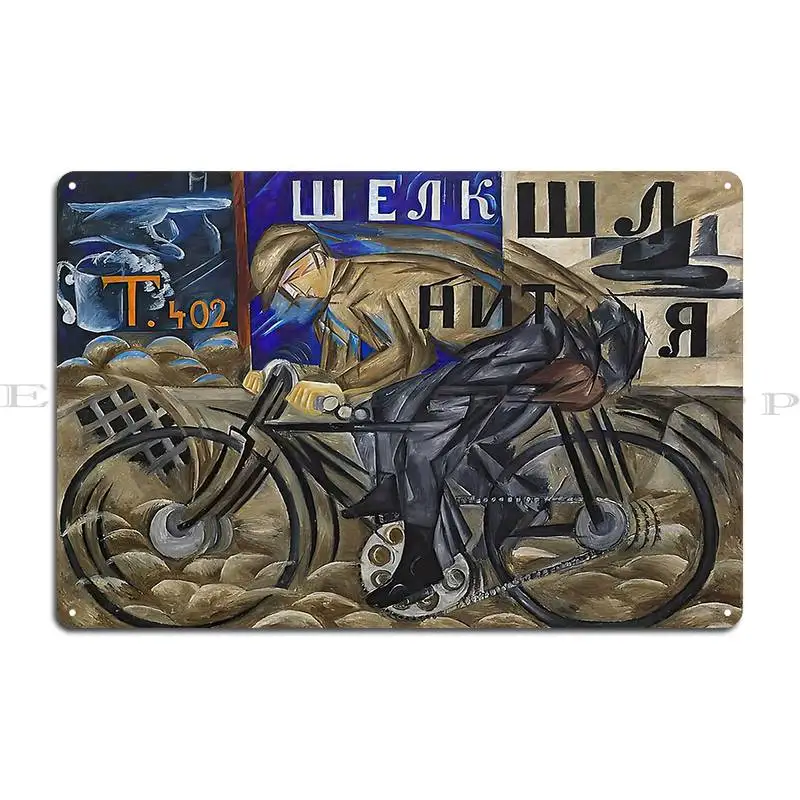 Natalia Goncharova Cyclist Metal Plaque Poster Bar Cave Club Wall Mural Designer Cave Tin Sign Poster