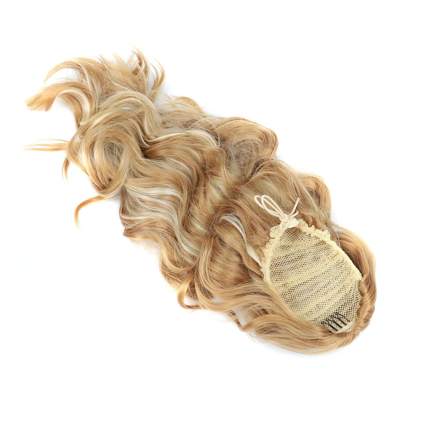 20 Inch Long Wavy Drawstring Ponytail Extension High Temp Synthetic Hairpiece Full Curly Ponytail Hair Extensions for Women