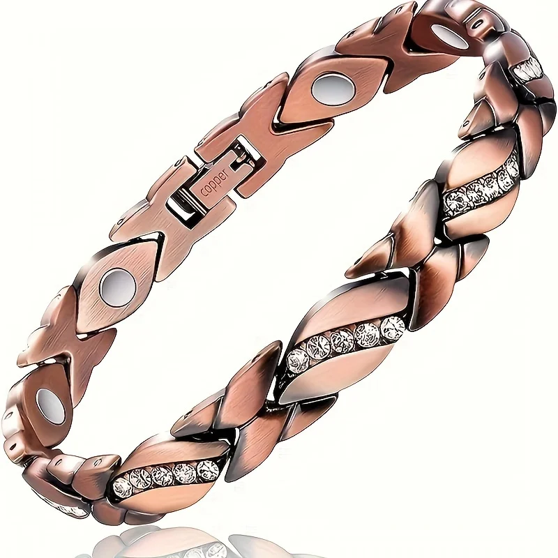 Womens 3500 Gauss Copper Magnetic Therapy Bracelet - Enhanced Lymphatic Drainage - Ideal for Health, Birthdays, Mothers Day, and