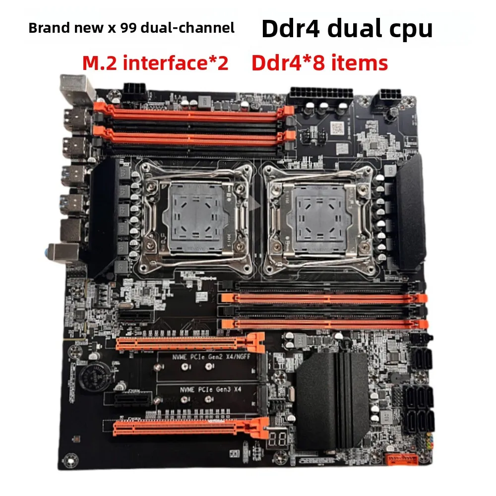 100% New X99 Dual Motherboard Support E5 Xeon for LGA 2011-3 8 X DDR4 Memory Qual Channel Dual PCI-E SATA 3 Dual M.2 NVME