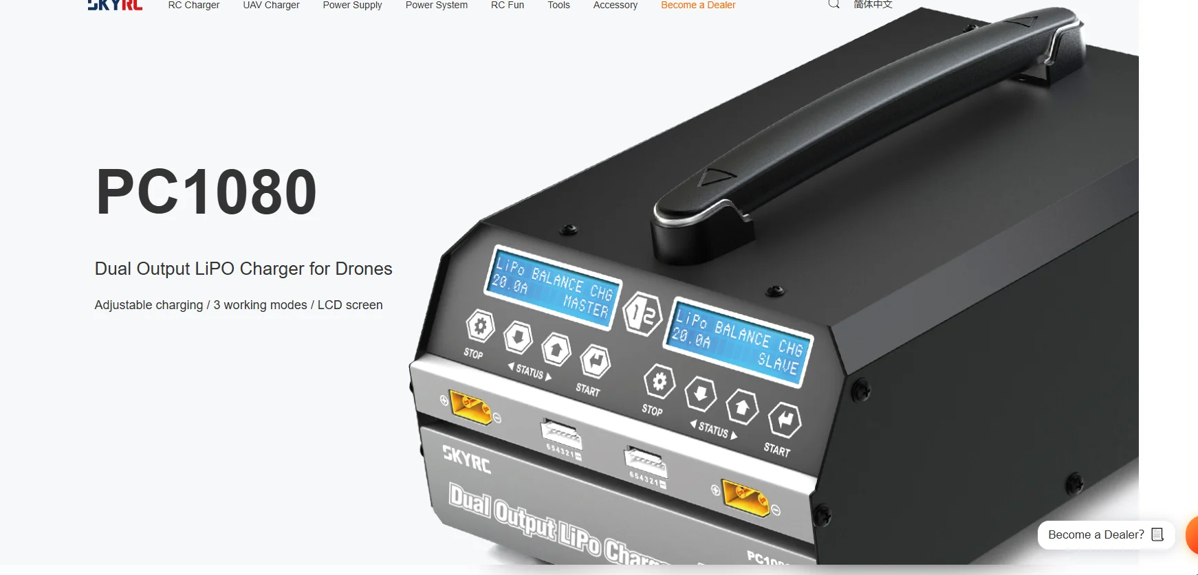 SKYRC PC1080 Dual Output LiPO Charger for RC Drones with Intelligent Charging Technology Fast Charging up to 10A