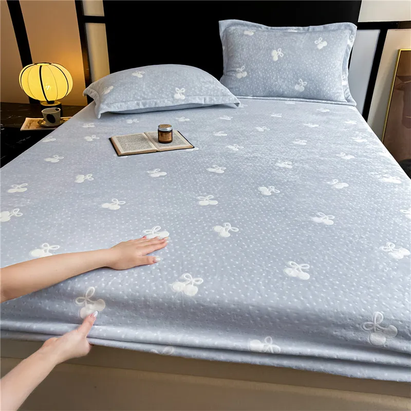 

1 шт., простыня с принтом, зимнее бархатное покрывало на кровать, односпальное/королевское/королевское белье, эластичное простыня, ropa de cama (без наволочки)