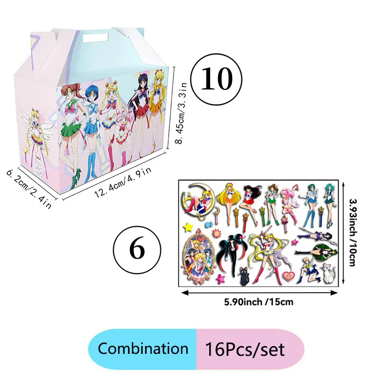 Sailor Moon Themenparty-Dekorationen: Einweggeschirr, Tassen, Teller, Flaggen, Strohhalme, Banner, Kuchen, Geburtstag, Feiertagsparty-Zubehör – Detail 7
