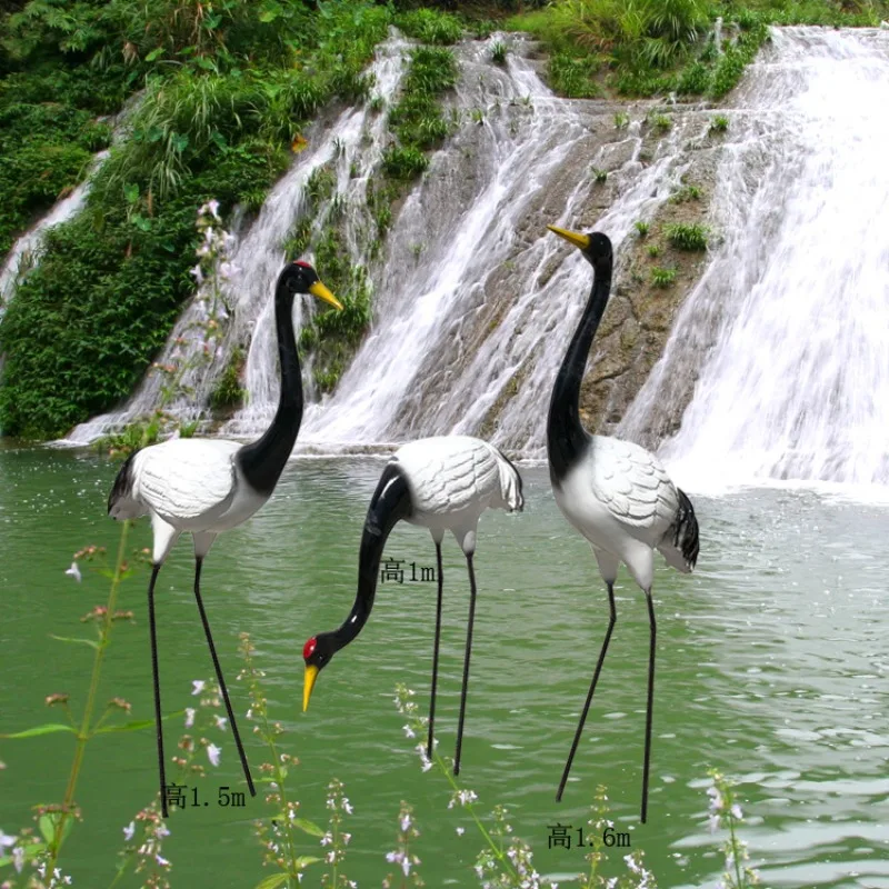 FRP red-crowned crane simulation sculpture park crane animal large ornament