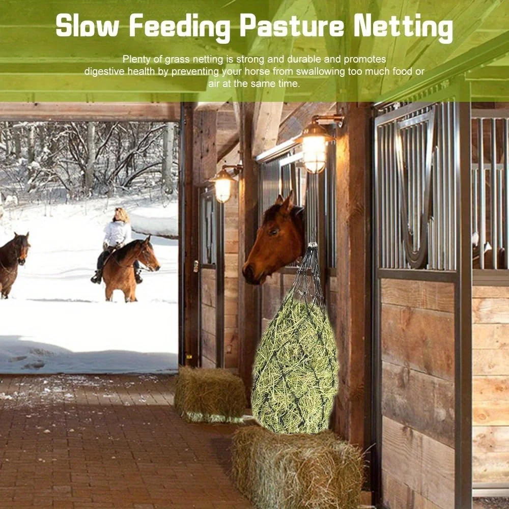 乾草ネット耐久性のある馬ケア製品 4 インチ穴あき干し草 Haynet 機器スローフィード干し草フィーダーネットバッグ馬用