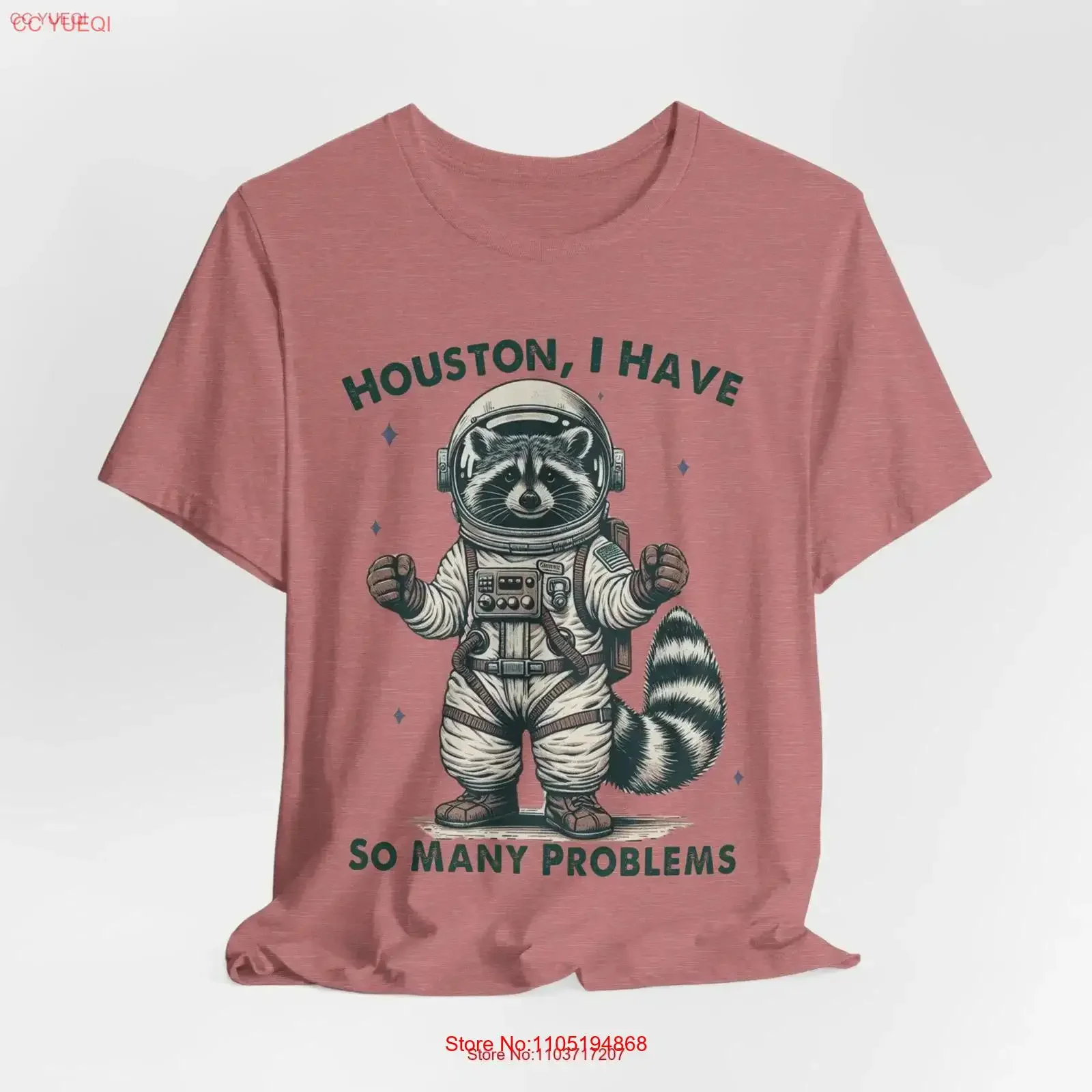 T-shirt raton laveur drôle Houston, j'ai tellement de problèmes dans l'espace, tenue rétro, galaxie, vintage, délavé, confortable et respirant
