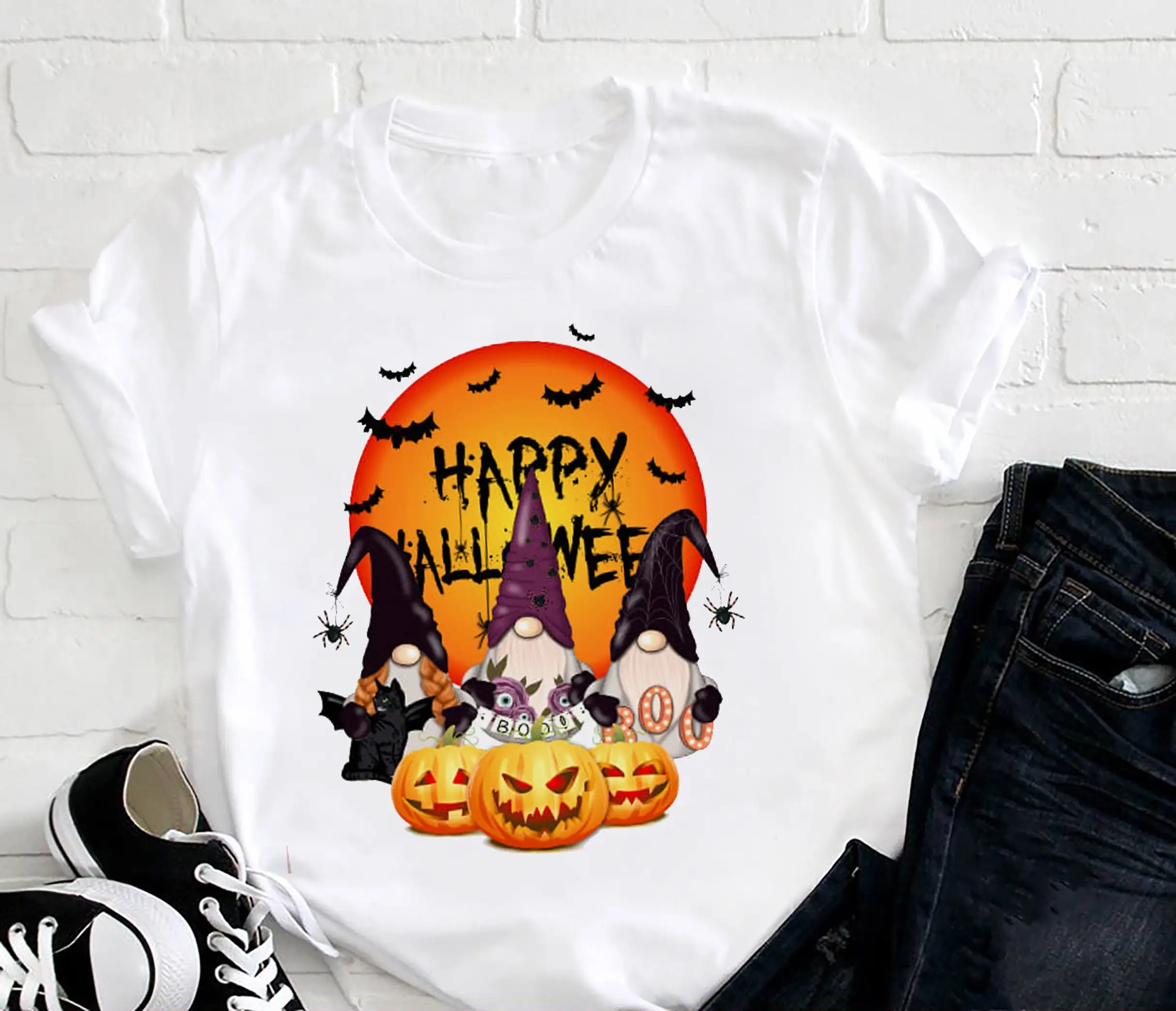 Gnome Happy Halloween T Shirt Scary Pumpskin Spooky Season GifT For Family And Friend Fall