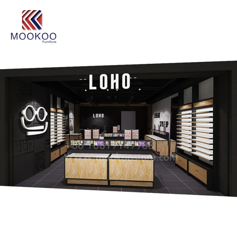 custom.Supplier Glass Wooden Display Cabinet Optical Interior Design Eyeglass Retail Store
