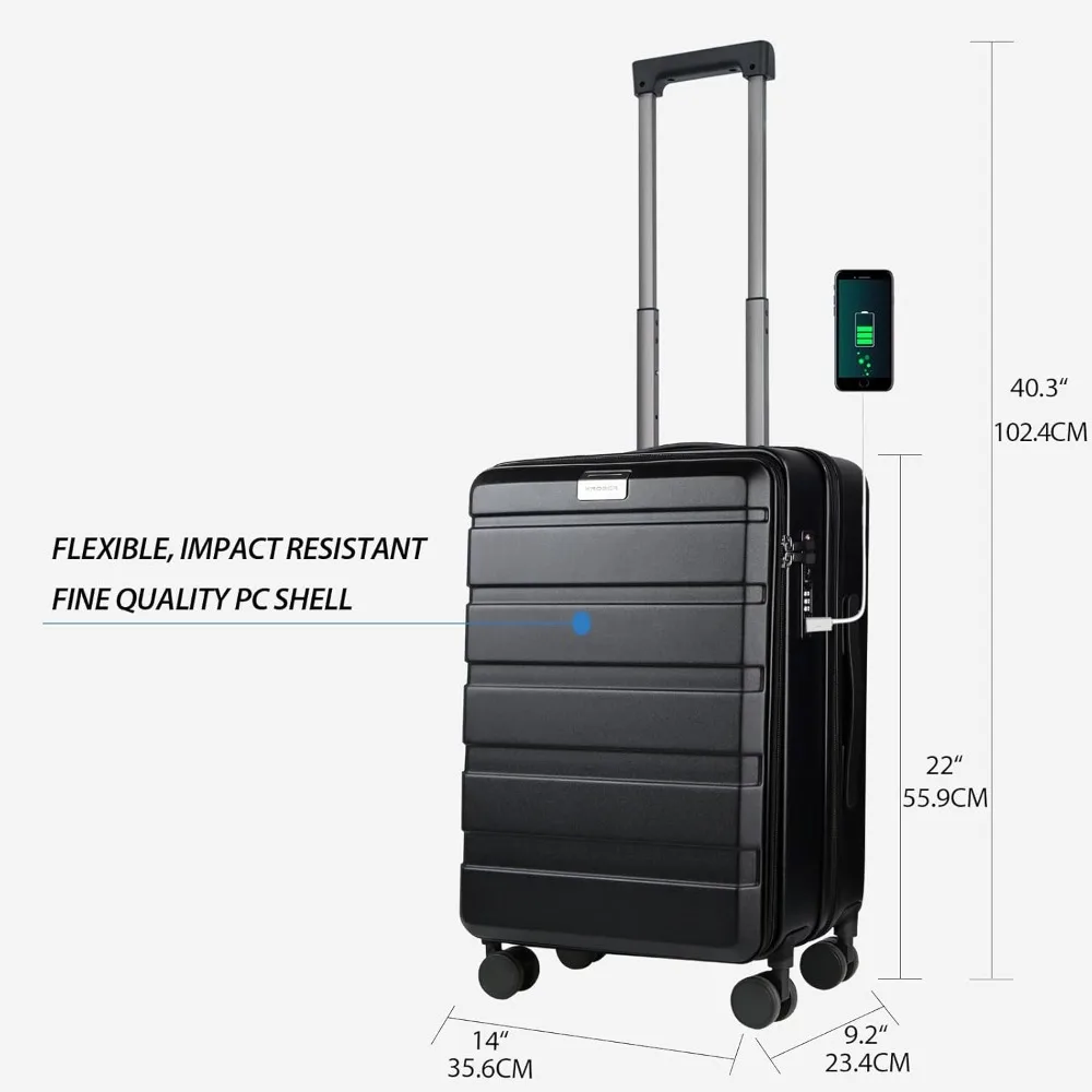 Expandable Top Loading Hard Shell Suitcase with Spinner Wheels, Large Capacity, Built-in TSA Lock, Durability for Travel