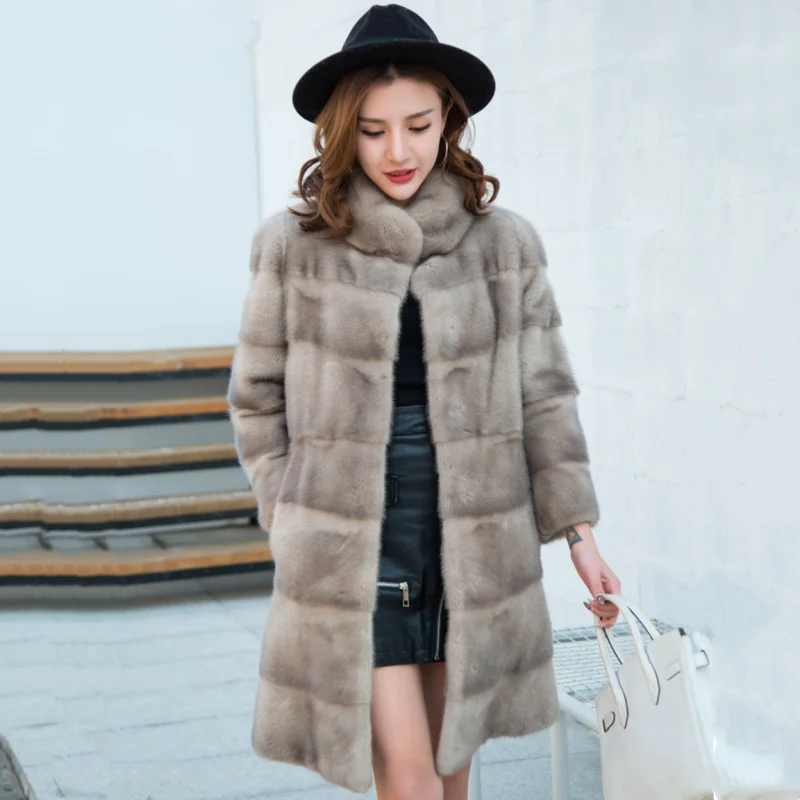 2024 New Fashion Mink Fur Women Winter Coat  Full Sleeves Real Natural Fur Jacket Autumn Winter  Popular Slim Mink Fur Jacket