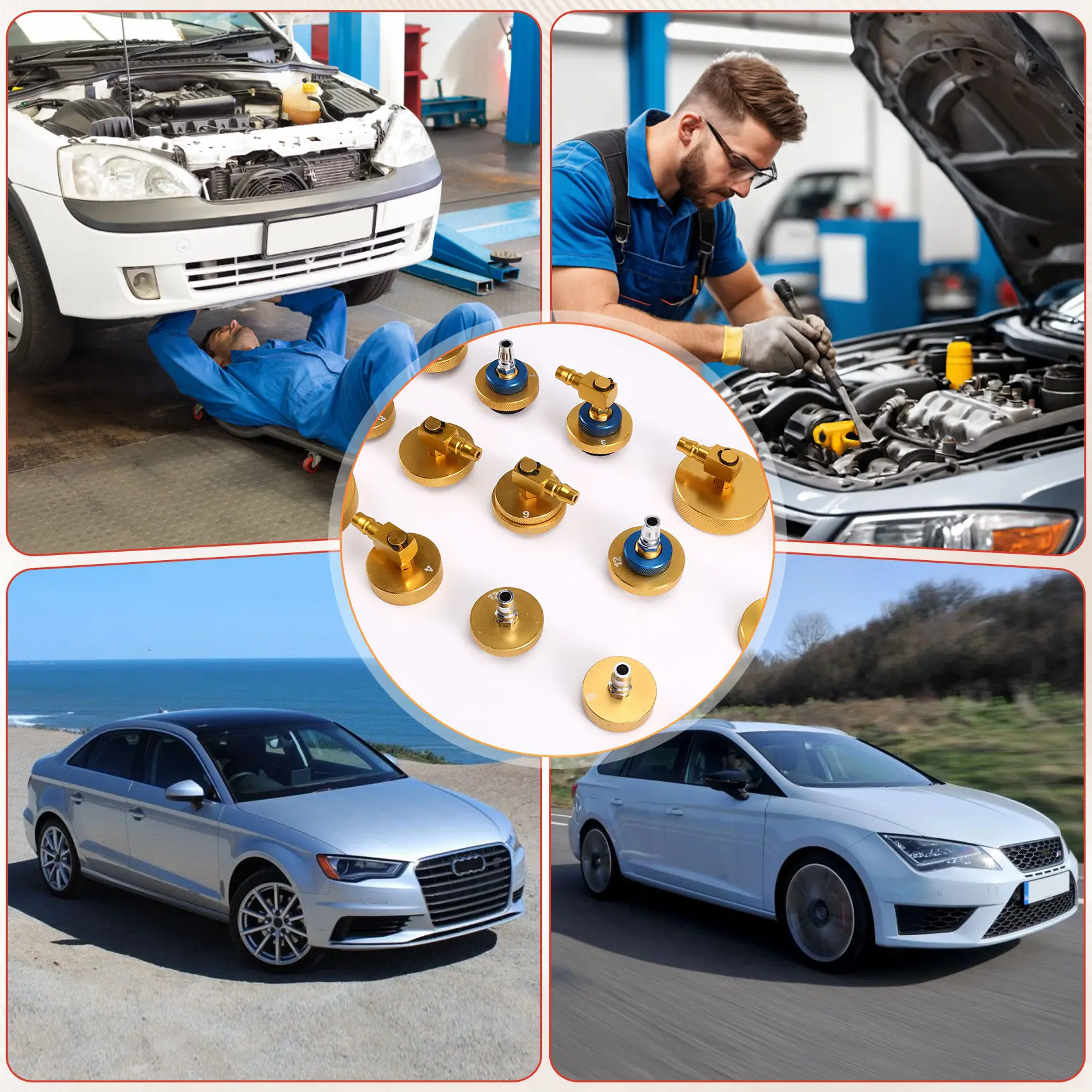 

X39A-Auto Repair Tools Universal Car Brake Fluid Exchanger Connector Oil Pump Adapter Kit 1 Set