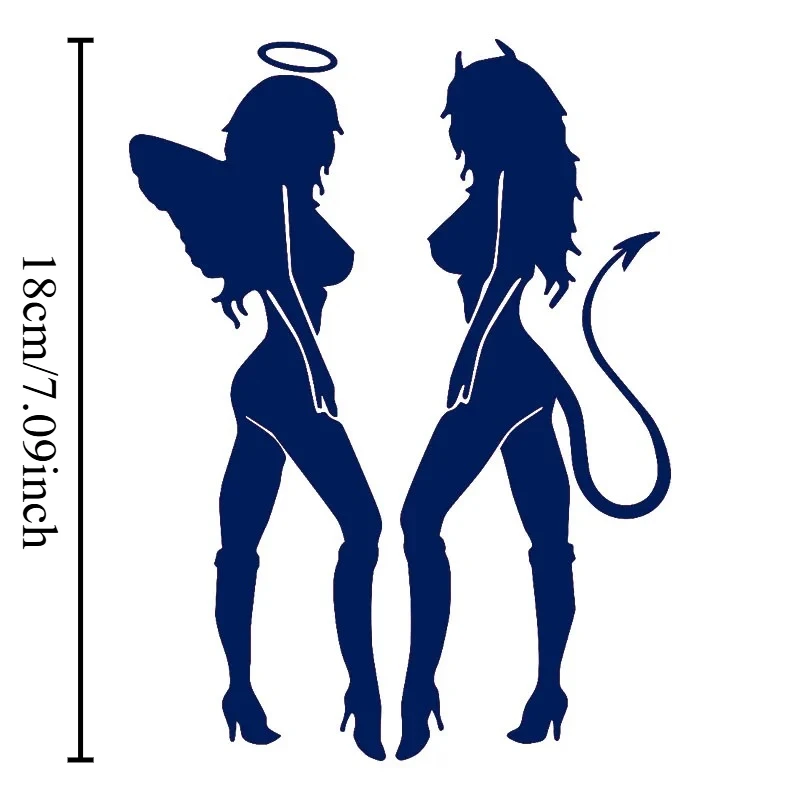1Pc 2D Flat Angel Devil Element Vinyl Sticker, Waterproof Decal For Car Window Bumper Decor, Holiday Gift