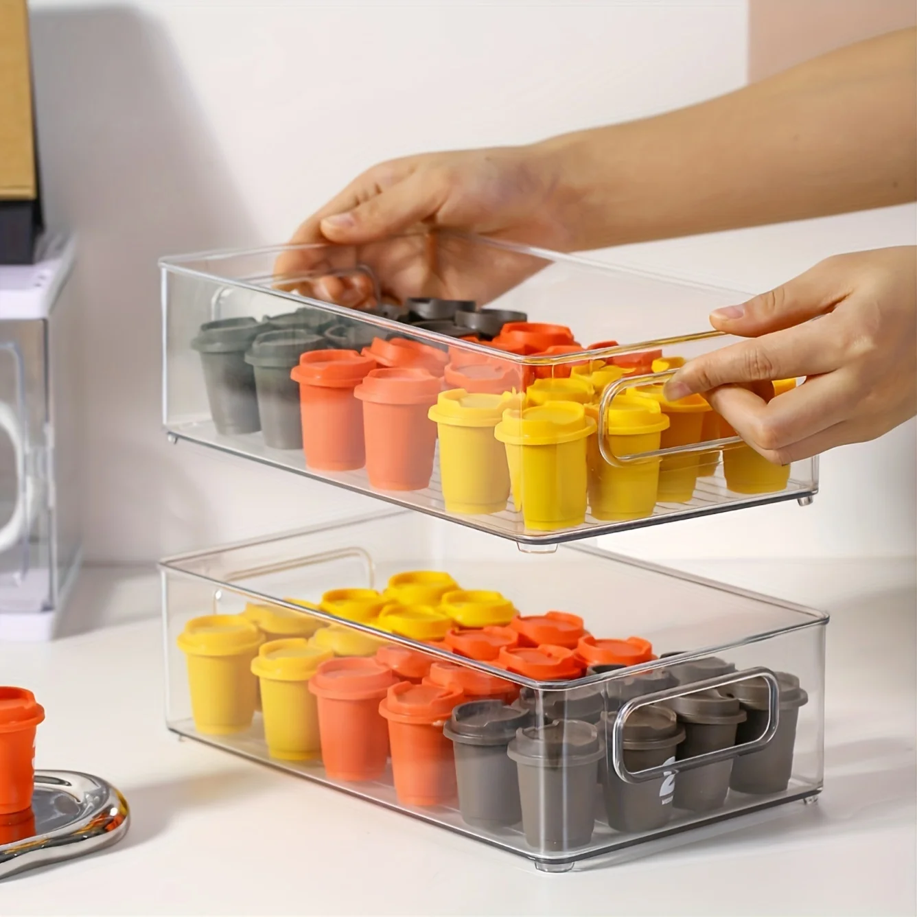 1pc/2pcs Handheld Stackable Acrylic Stationery Skincare Stor